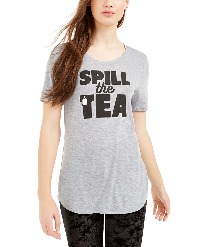 Love Tribe Junior's Spill the Tea Graphic T-Shirt Gray Size X-Large
