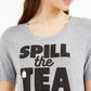 Love Tribe Junior's Spill the Tea Graphic T-Shirt Gray Size X-Large