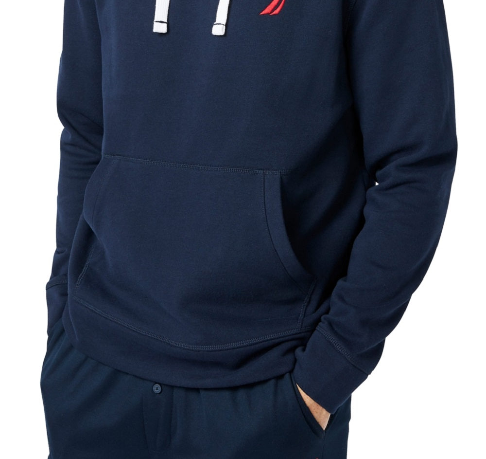 Nautica Men's J Class Logo Fleece Hoodie Blue Size Large