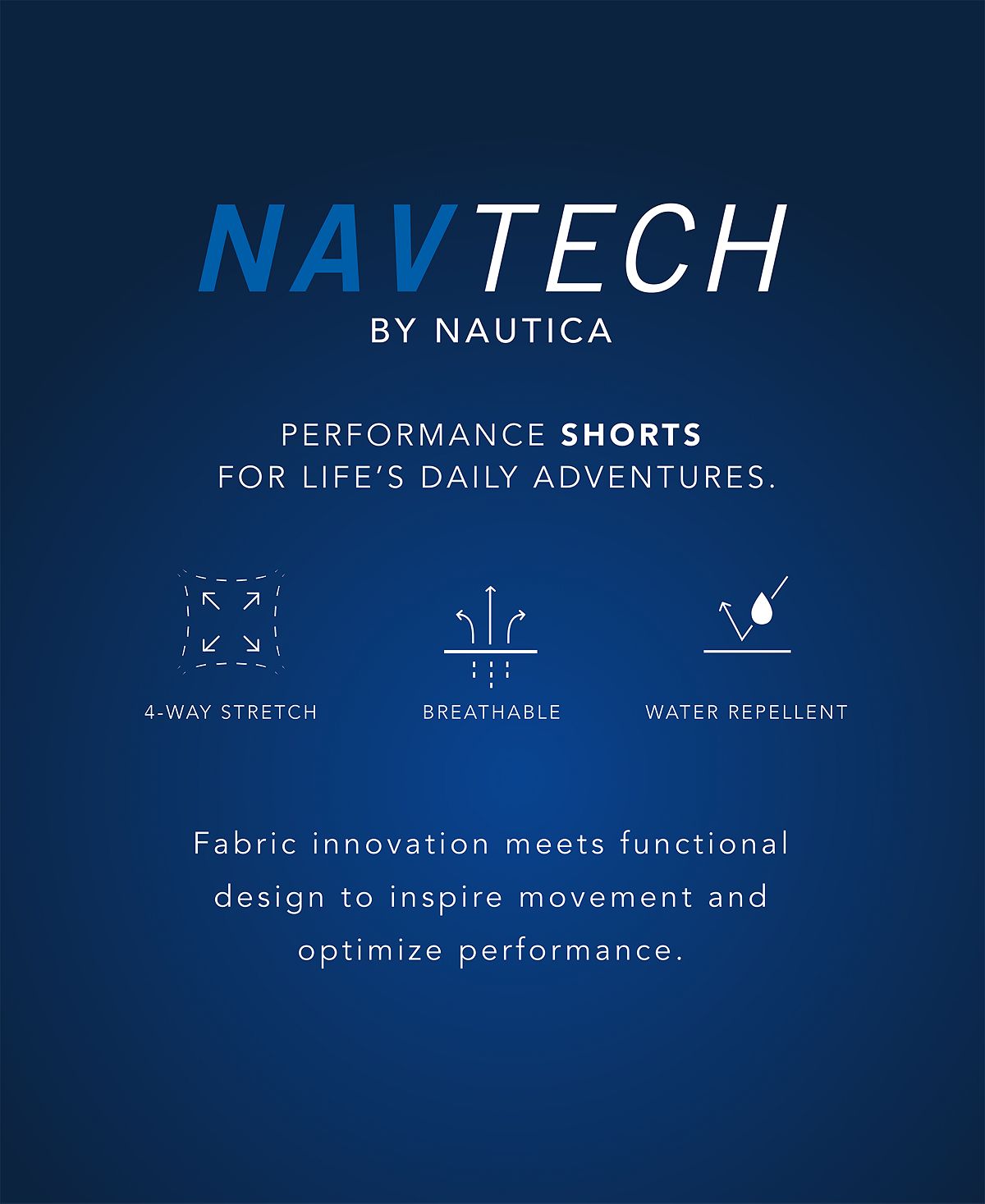 Nautica Men's Navtech Performance Stretch Shorts Blue Size 38