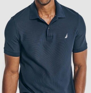 Nautica Men's Sustainably Crafted Classic Fit Deck Polo Shirt Blue Size Medium
