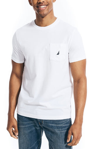 Nautica Men's Classic Fit Solid Crew Neck Pocket T-Shirt White Size XXX-Large