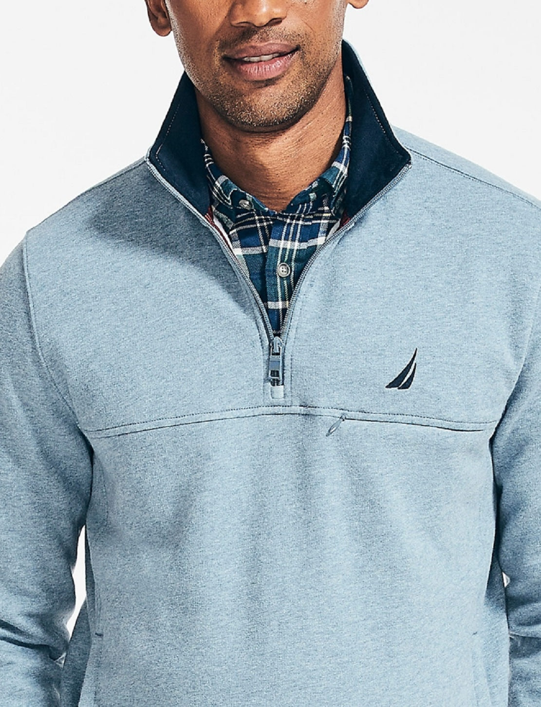 Nautica Men's J Class Classic Fit 1/4 Zip Fleece Sweatshirt Blue Size Small