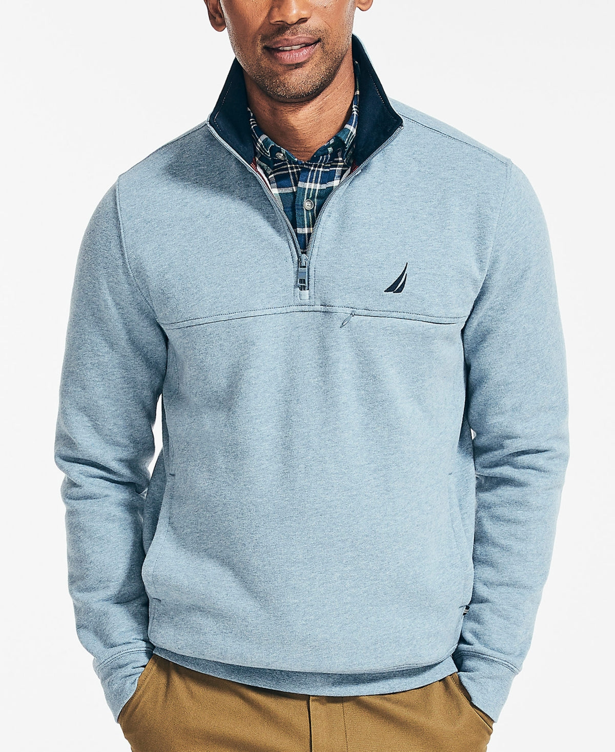Nautica Men's J Class Classic Fit 1/4 Zip Fleece Sweatshirt Blue Size Small