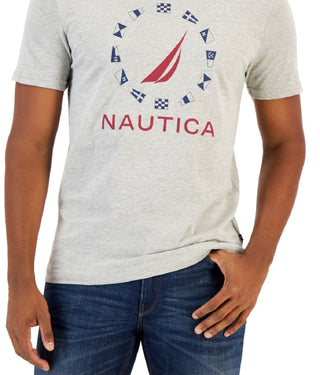 Nautica Men's J-Class Flag Classic-Fit Logo Graphic T-Shirt Gray Size X-Large