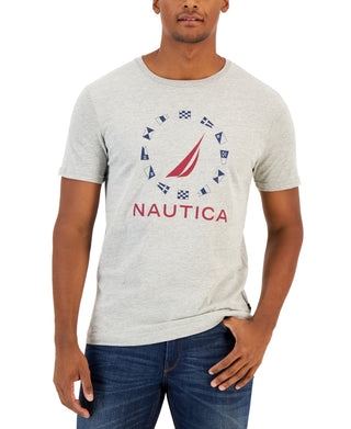 Nautica Men's J-Class Flag Classic-Fit Logo Graphic T-Shirt Gray Size X-Large