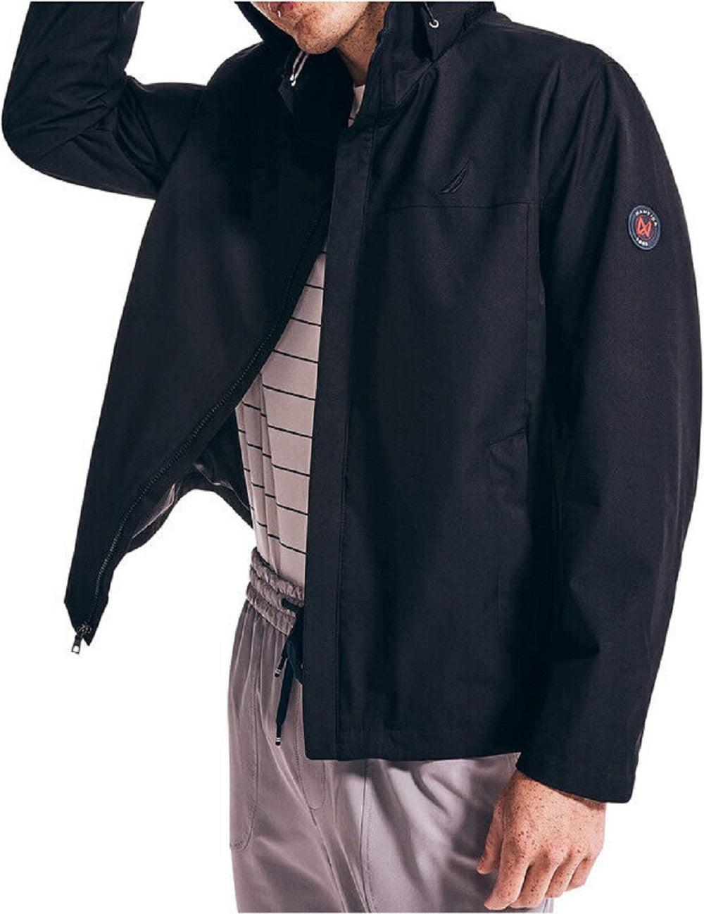 Nautica Men's Hooded Bomber Style Jacket Black Size XX-Large