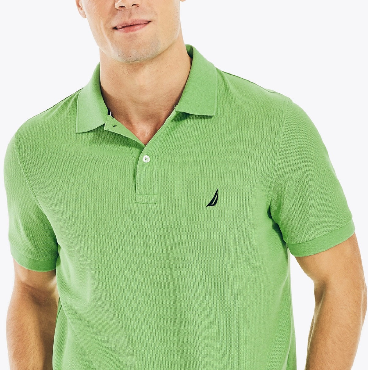 Nautica Men's Sustainably Crafted Classic Fit Deck Polo Shirt Green Size Large