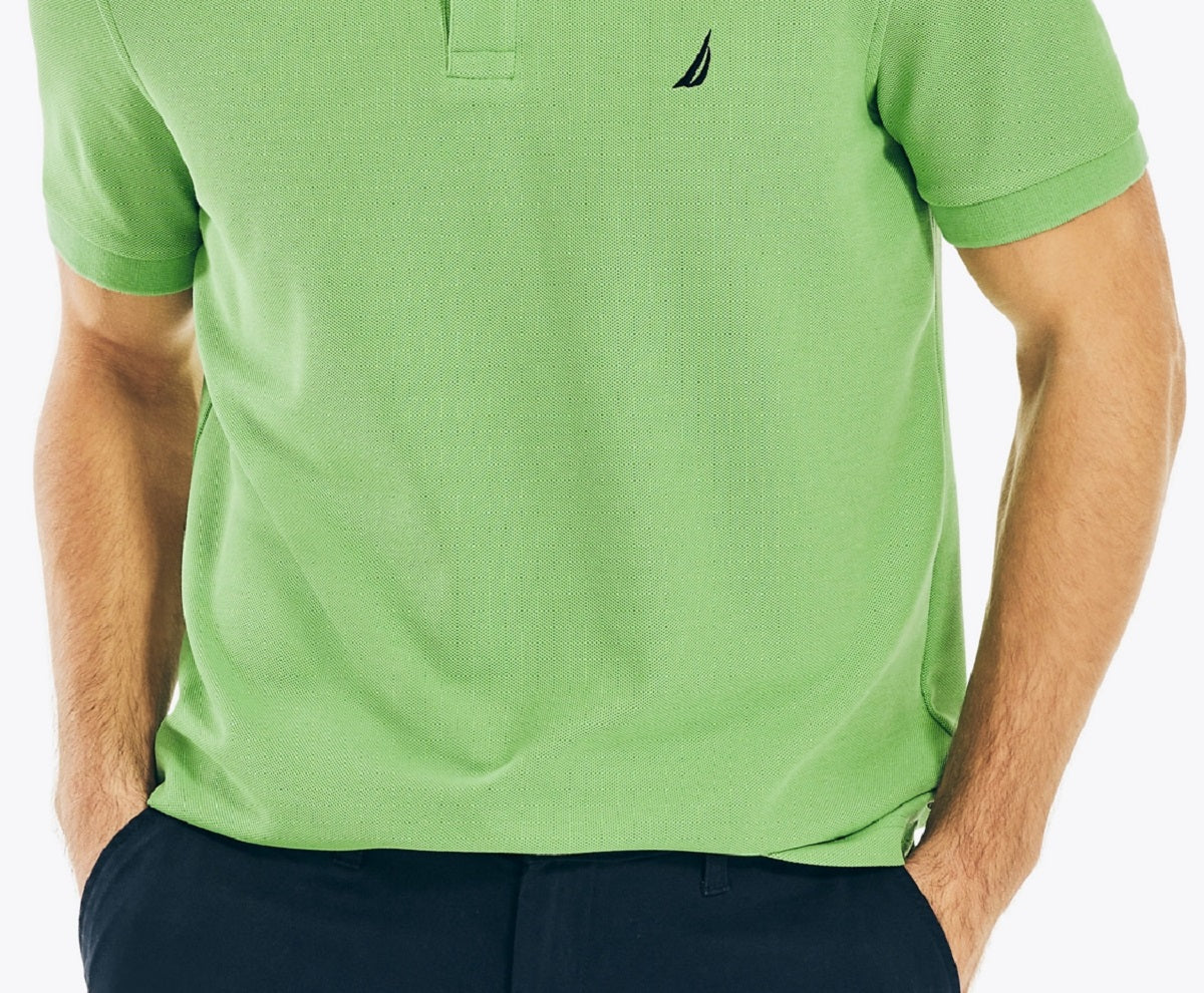 Nautica Men's Sustainably Crafted Classic Fit Deck Polo Shirt Green Size Large