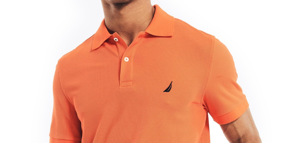Nautica Men's Sustainably Crafted Classic Fit Deck Polo Shirt Orange Size Medium