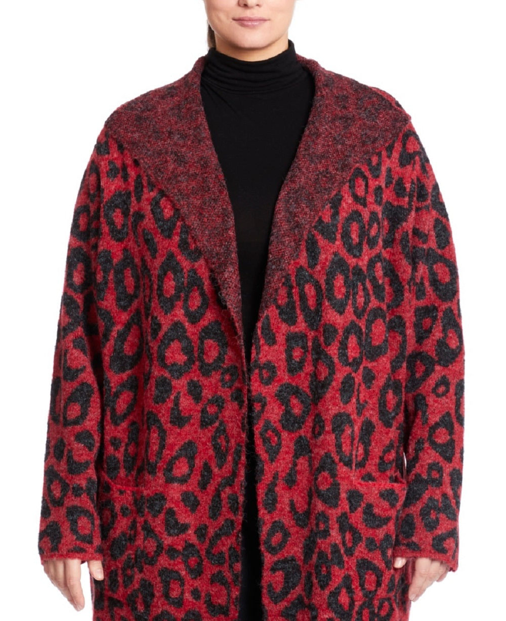 Joseph A Women's Drape Collar Coatigan Sweater Red Size 2X