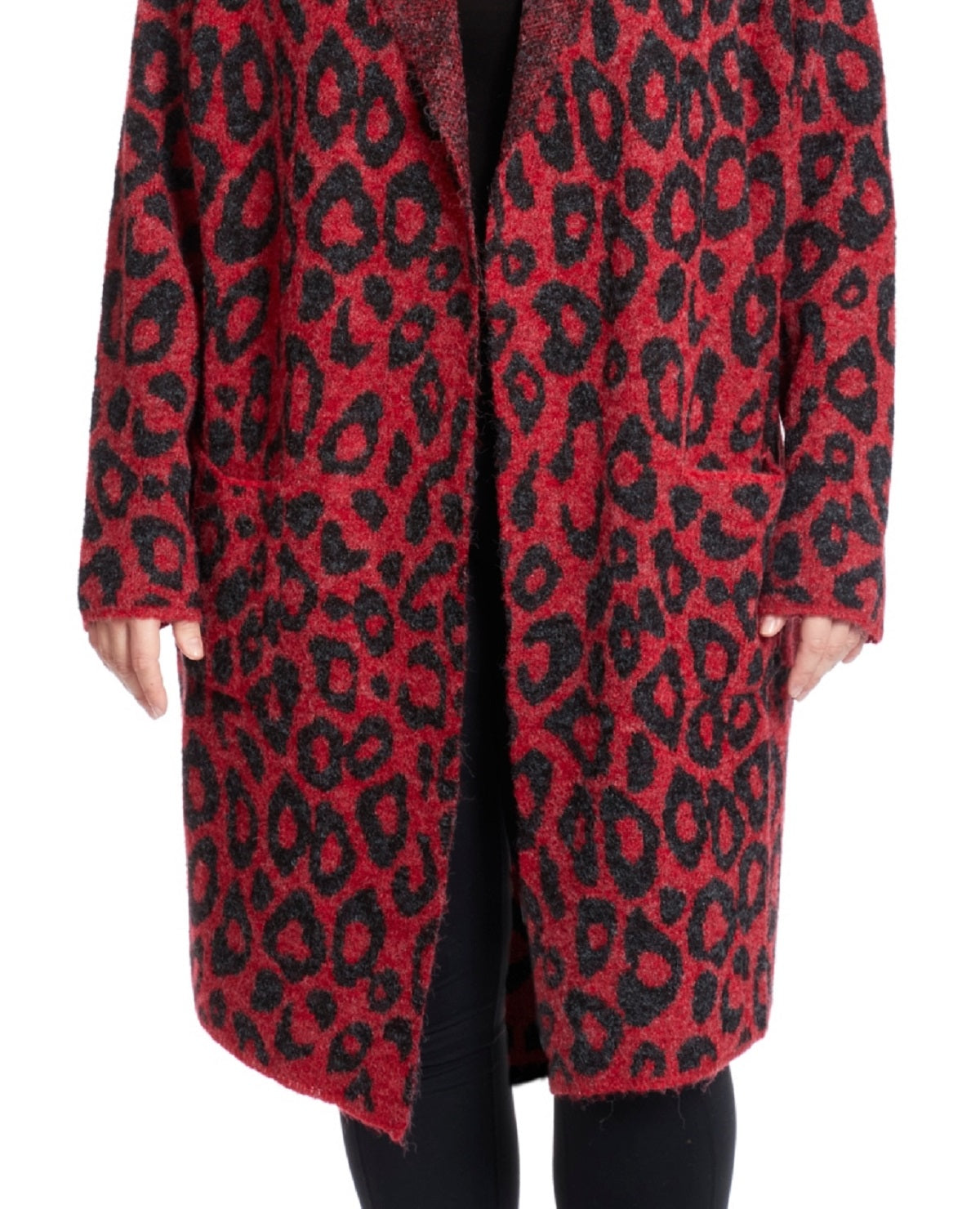Joseph A Women's Drape Collar Coatigan Sweater Red Size 2X