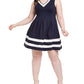 Monteau Women's Striped Skater Dress Blue Size XXX-Large