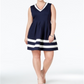 Monteau Women's Striped Skater Dress Blue Size XXX-Large