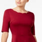 Monteau Women's Scalloped Neck Fit & Flare Dress Red Size Petite Large