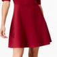 Monteau Women's Scalloped Neck Fit & Flare Dress Red Size Petite Large