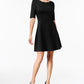 Monteau Women's Scalloped Neck Fit & Flare Dress Black Size Petite S