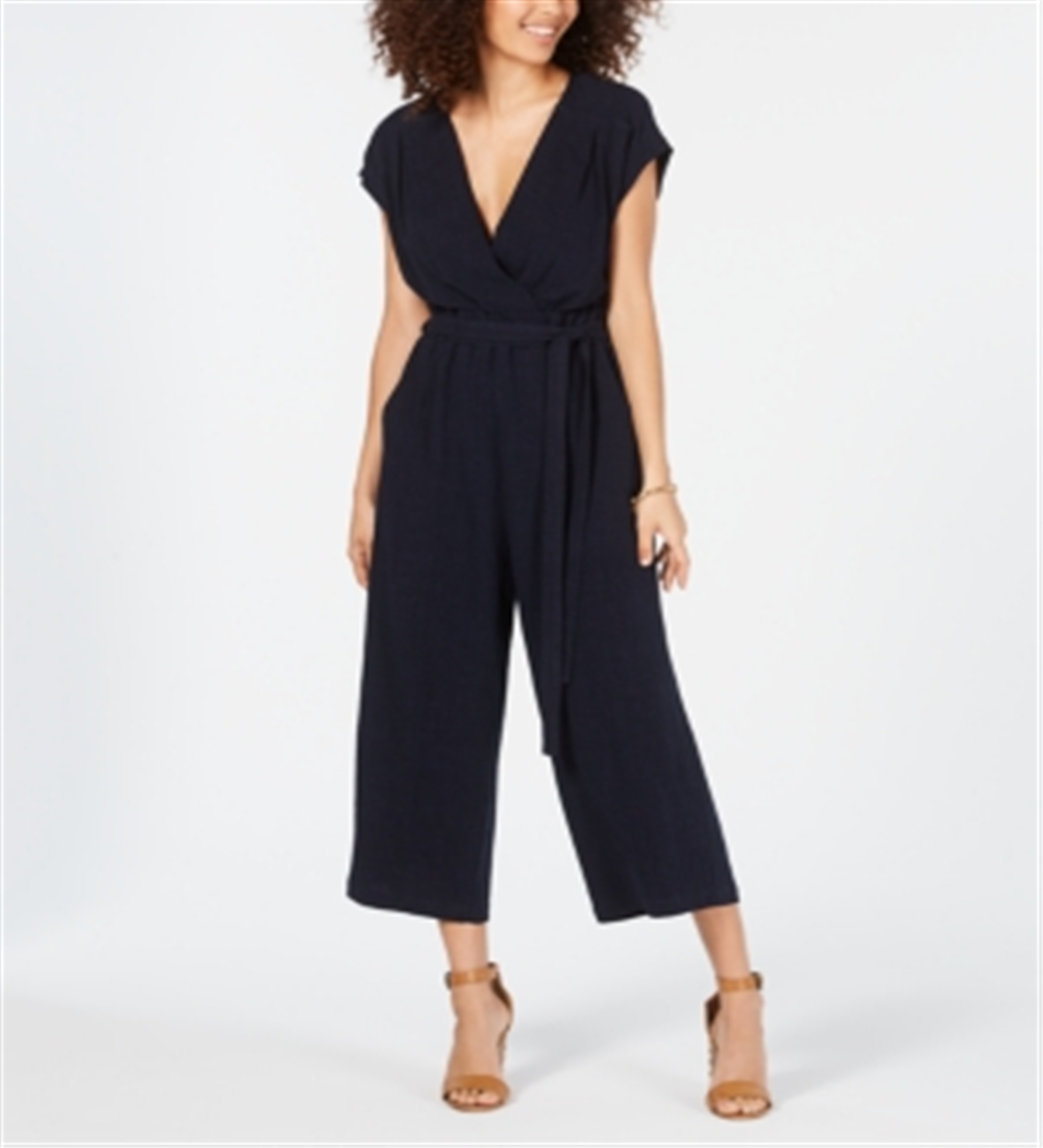 Monteau Women's Paperbag Waist Jumpsuit Blue Size Petite X-Large