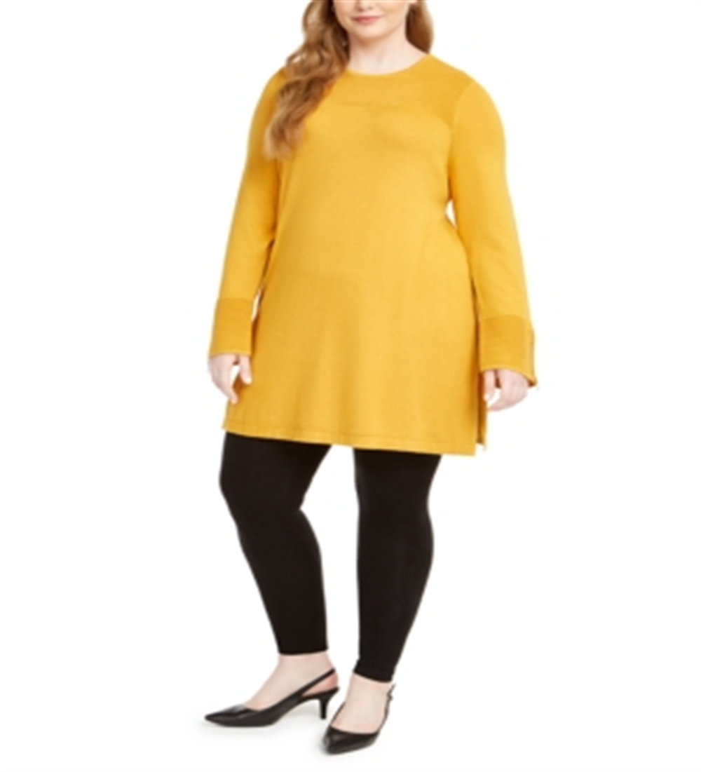 Alfani Women's Ribbed Tunic Sweater Yellow Size 3X