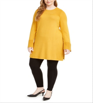 Alfani Women's Ribbed Tunic Sweater Yellow Size 3X