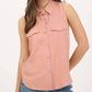 Blu Pepper - Collared Button Down Sleeveless Shirt