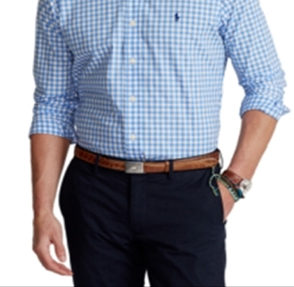 Polo Ralph Lauren Men's Classic Fit Gingham Poplin Shirt Blue Size Medium