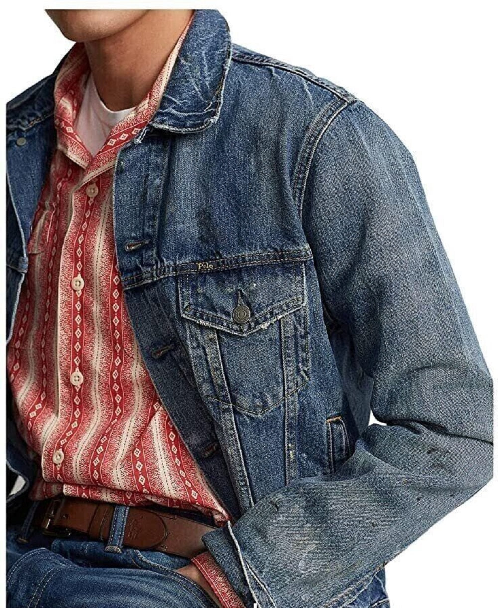 Polo Ralph Lauren Men's Denim Trucker Jacket Blue Size Medium