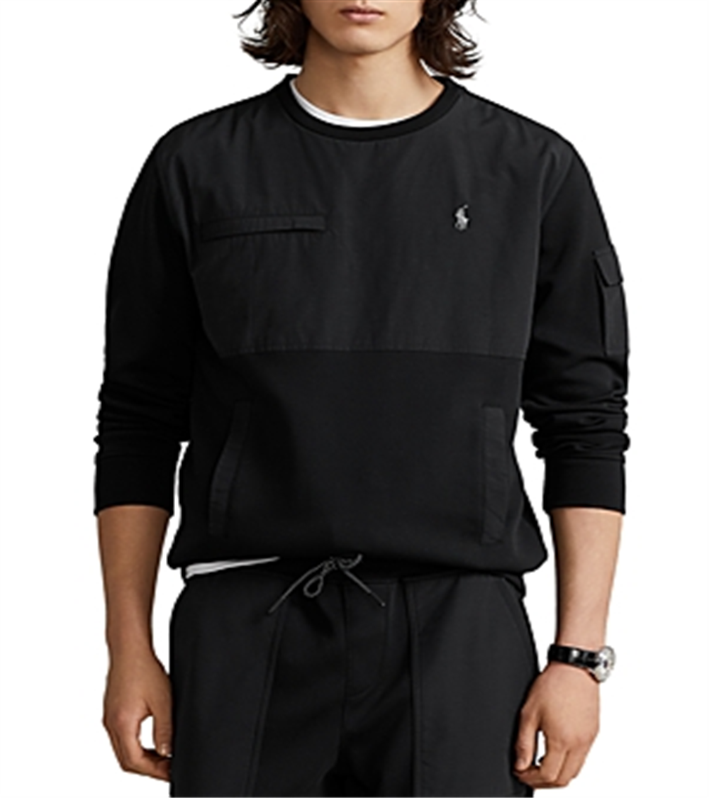 Polo Ralph Lauren Men's Water Repellent Hybrid Sweatshirt Black Size Medium