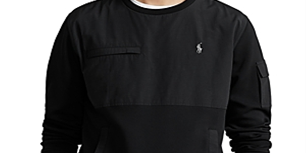 Polo Ralph Lauren Men's Water Repellent Hybrid Sweatshirt Black Size Medium