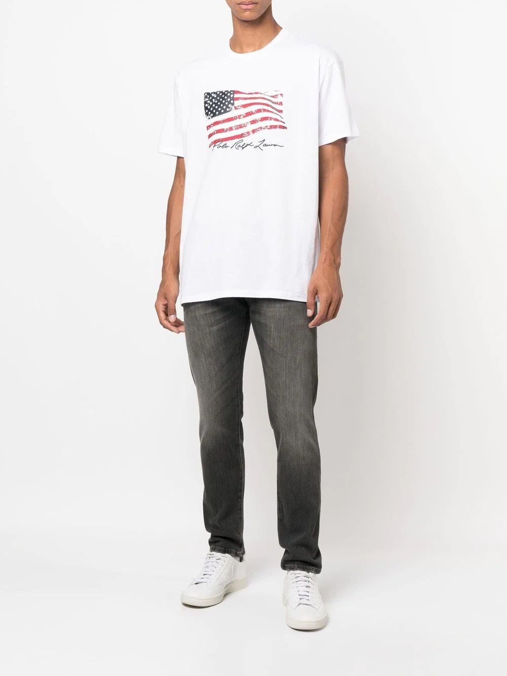 Polo Ralph Lauren Men's Classic Fit American Flag T-Shirt White Size Large