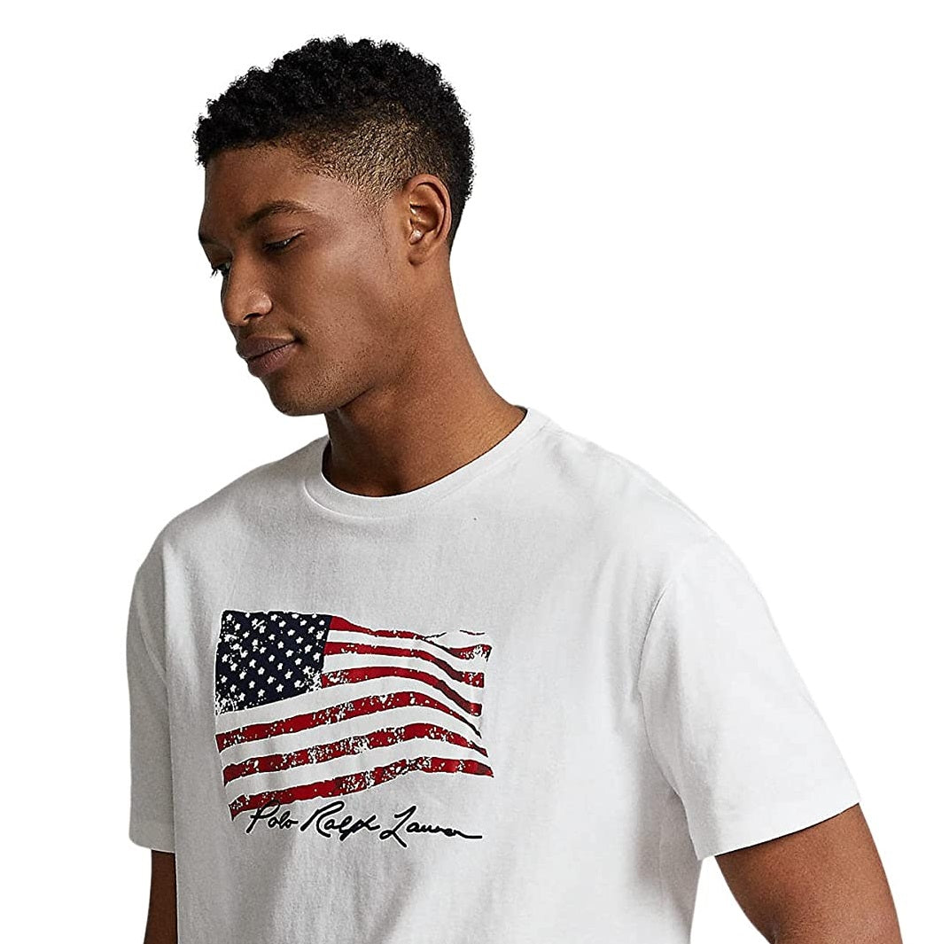 Polo Ralph Lauren Men's Classic Fit American Flag T-Shirt White Size XX-Large