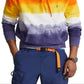 Polo Ralph Lauren Men's Cotton Blend Fleece Tie Dyed Stripe Regular Fit Hoodie Orange Size Large