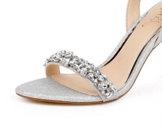 Badgley Mischka Women's Crystal Ankle Strap Sandal Gray Size 10 M