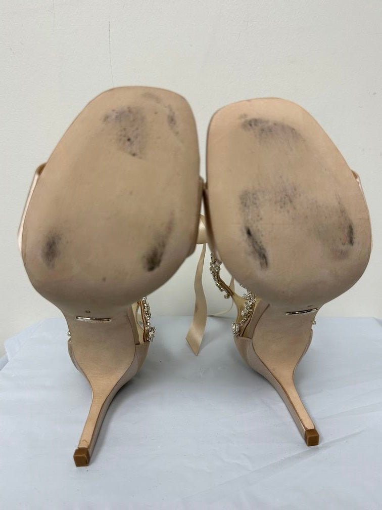 Badgley Mischka Women's Tracy Rhinestone Ribbon Heeled Sandals Pink Size 8 M