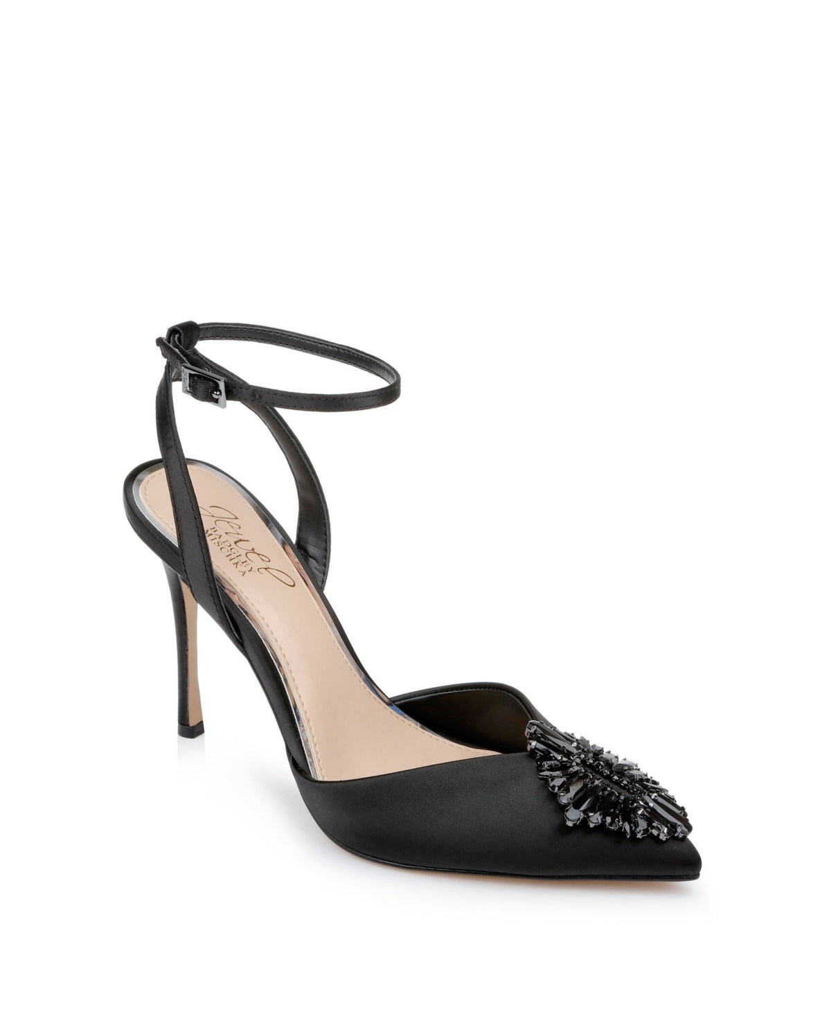 Jewel Badgley Mischka Women's Gaby Crystal Embellished Ankle Strap Pump Black Size 8 M