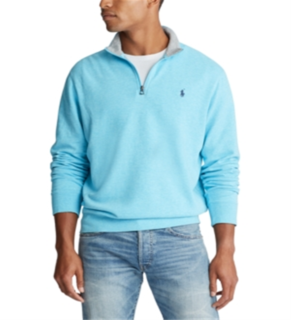 Polo Ralph Lauren Men's Jersey Quarter-Zip Pullover Blue Size X-Small