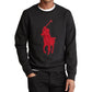 Ralph Lauren Men's Double Knit Big Pony Crew Neck Sweatshirt Black Size X-Small