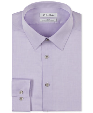 Calvin Klein Men's Slim Fit Non Iron Point Collar Dress Shirt Purple Size 15X32X33