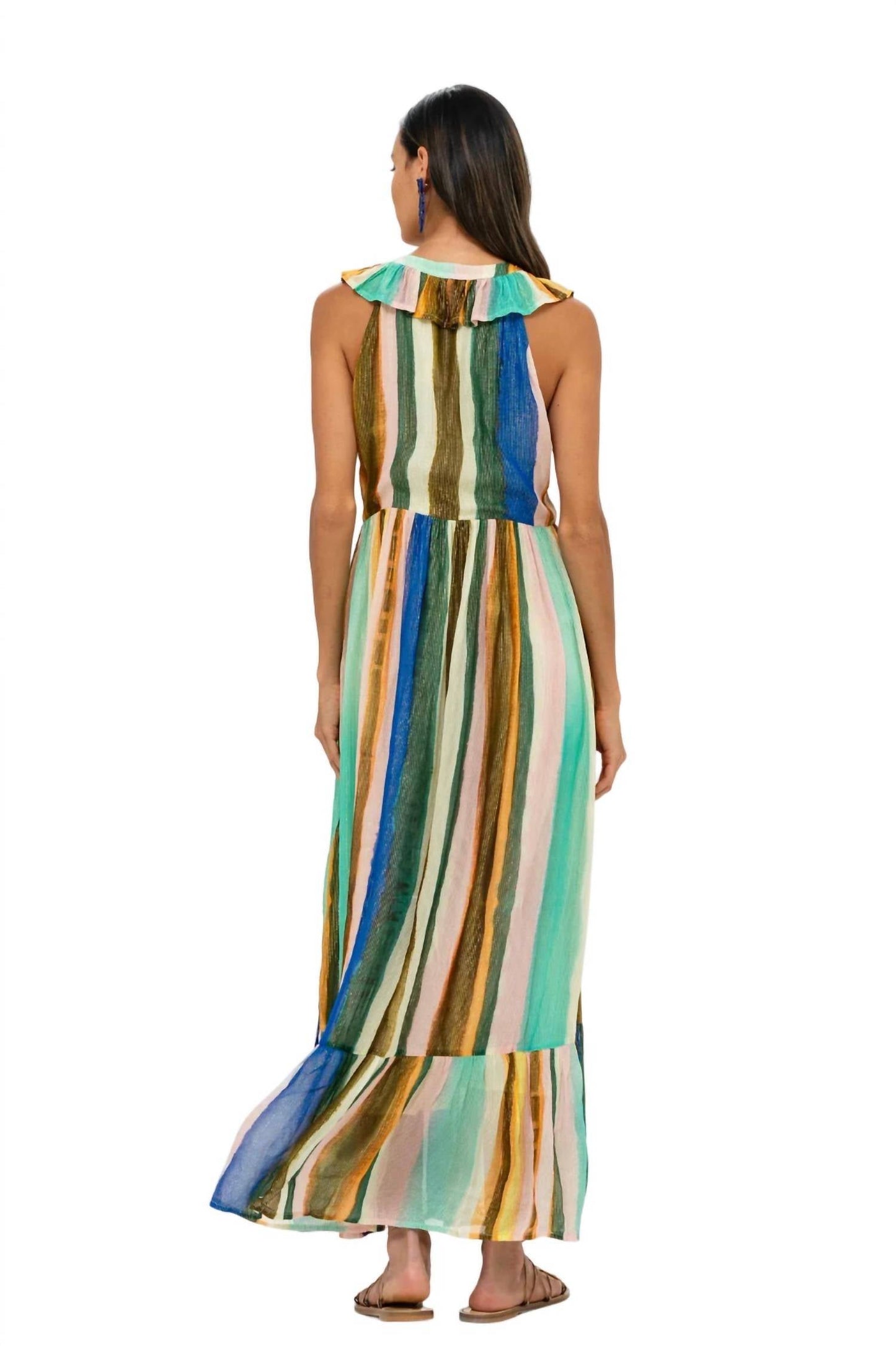Oliphant - Ruffle V-Neck Maxi Dress