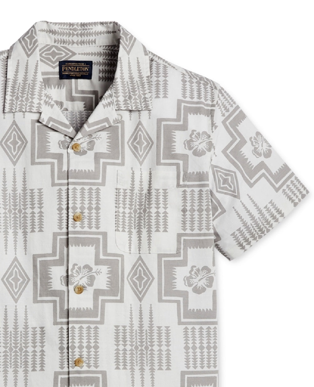 Pendleton Men's Short Sleeve Aloha Shirt Gray Size Medium