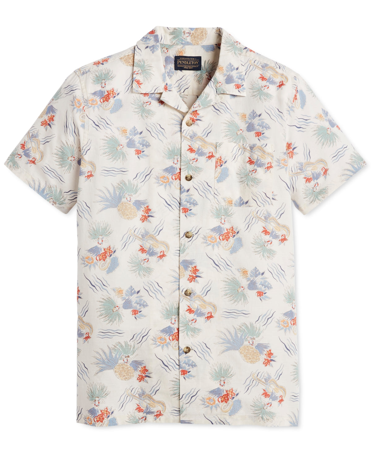 Pendleton Men's Short Sleeve Aloha Shirt White Size S