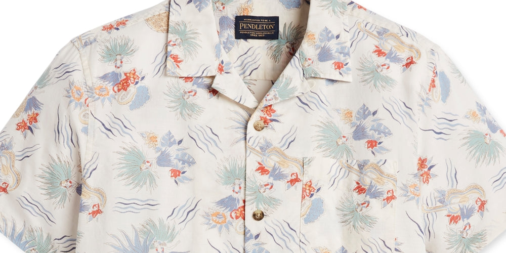 Pendleton Men's Short Sleeve Aloha Shirt White Size S
