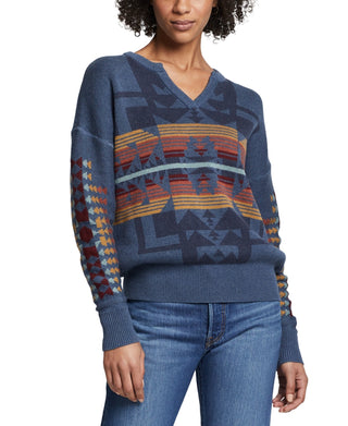 Pendleton Women's CottON Graphic Pullover Blue Size Large