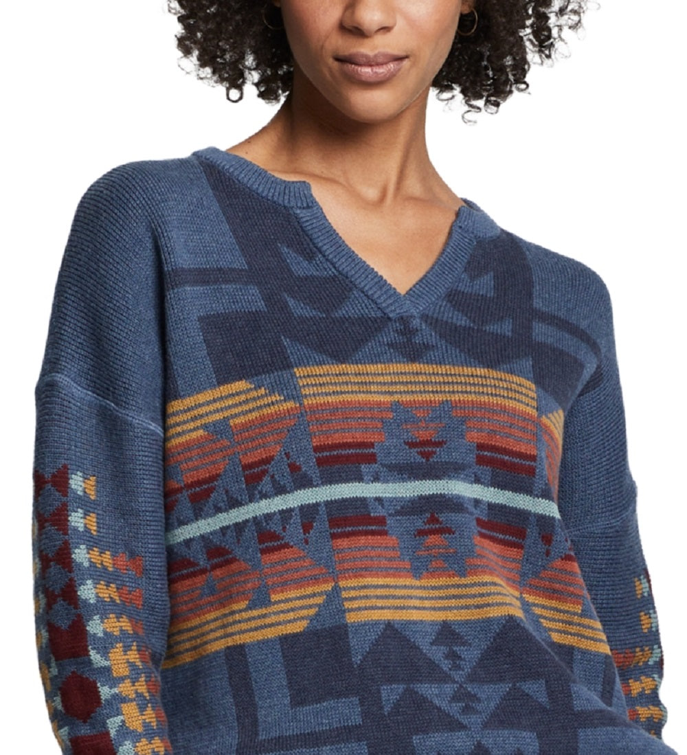 Pendleton Women's CottON Graphic Pullover Blue Size Large