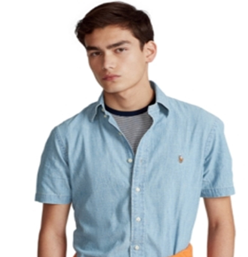 Polo Ralph Lauren Men's Classic Fit Short Sleeve Button Down Shirt Blue Size Small