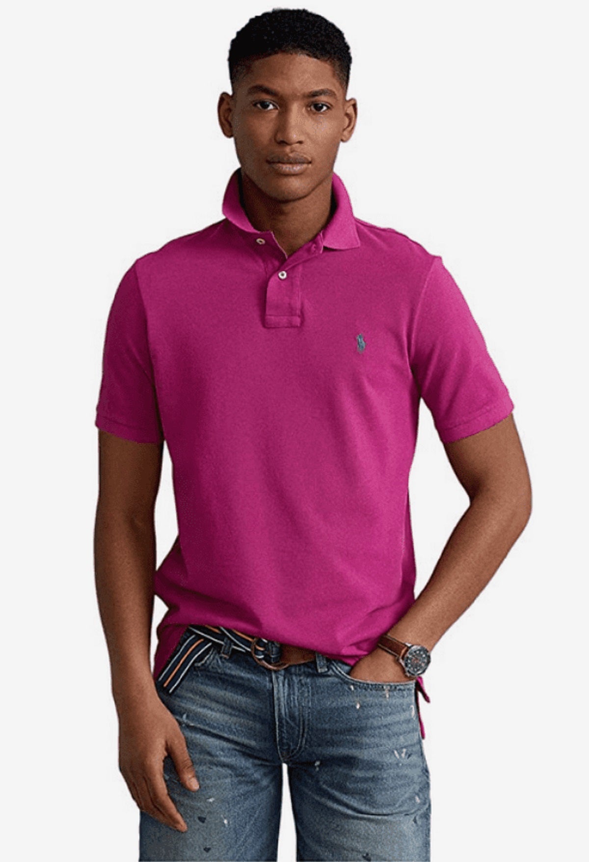 Polo Ralph Lauren Men's Classic Fit Mesh Polo Shirt Pink Size Large