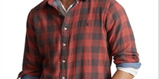 Ralph Lauren Men's Classic Fit Plaid Double Faced Shirt Red Size X-Large