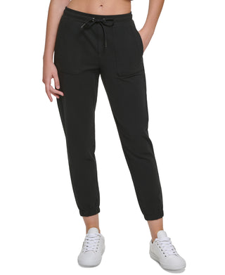 Calvin Klein Women's Garment Dye Smocked Waist Joggers Black Size Small