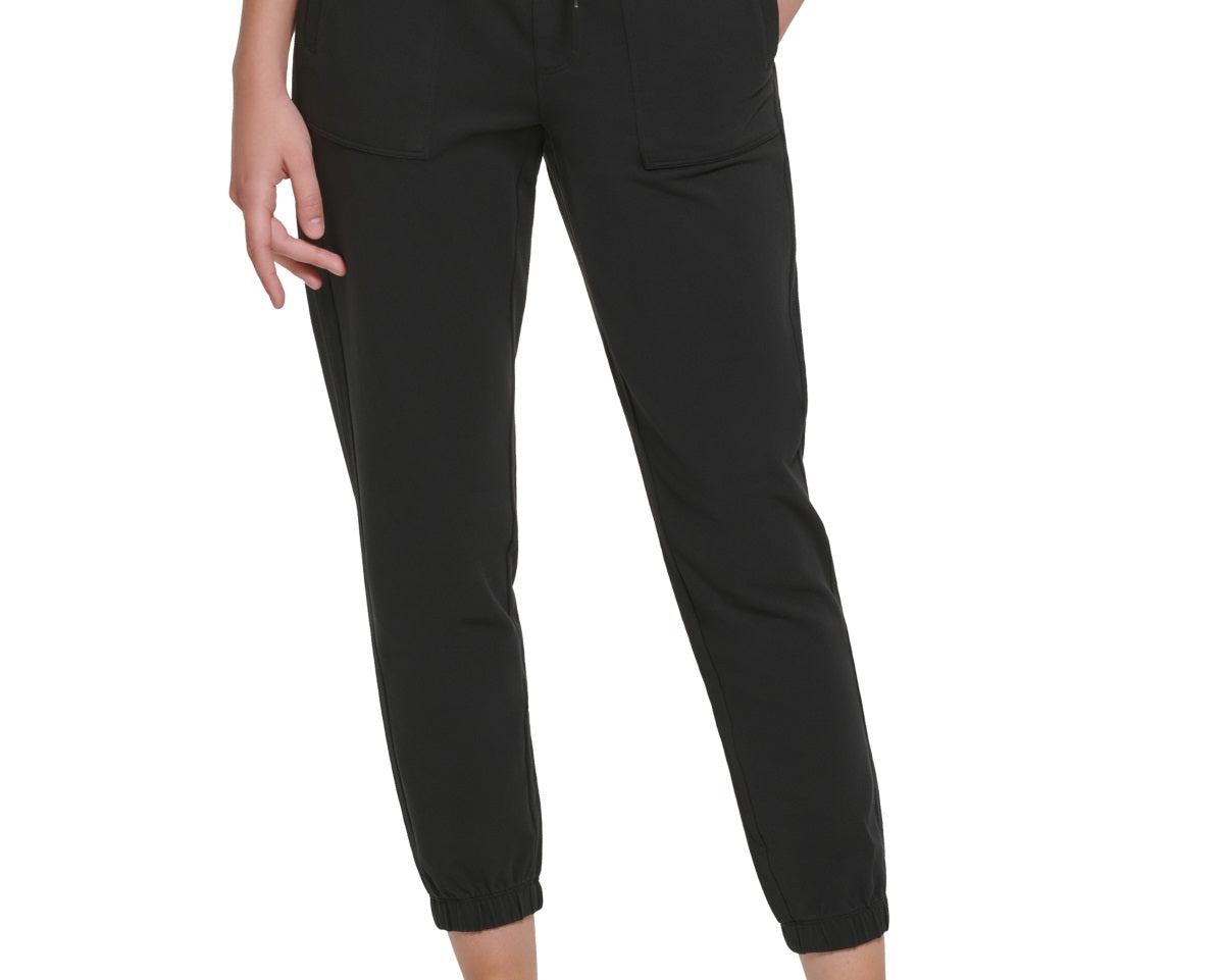 Calvin Klein Women's Garment Dye Smocked Waist Joggers Black Size Small