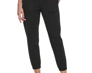 Calvin Klein Women's Garment Dye Smocked Waist Joggers Black Size Small